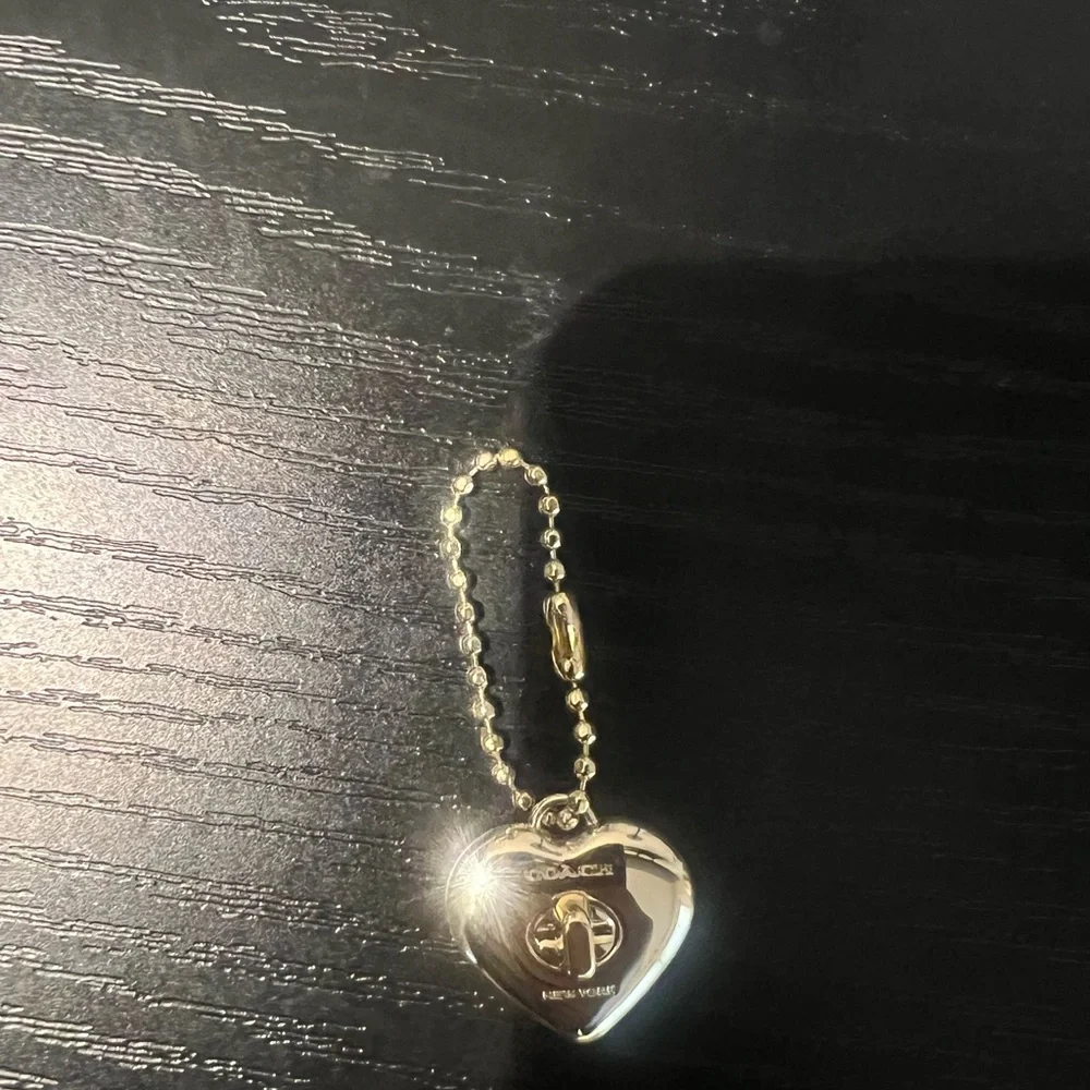 Coach Gold Heart Turnlock Keychain Charm - Picture 2 of 3